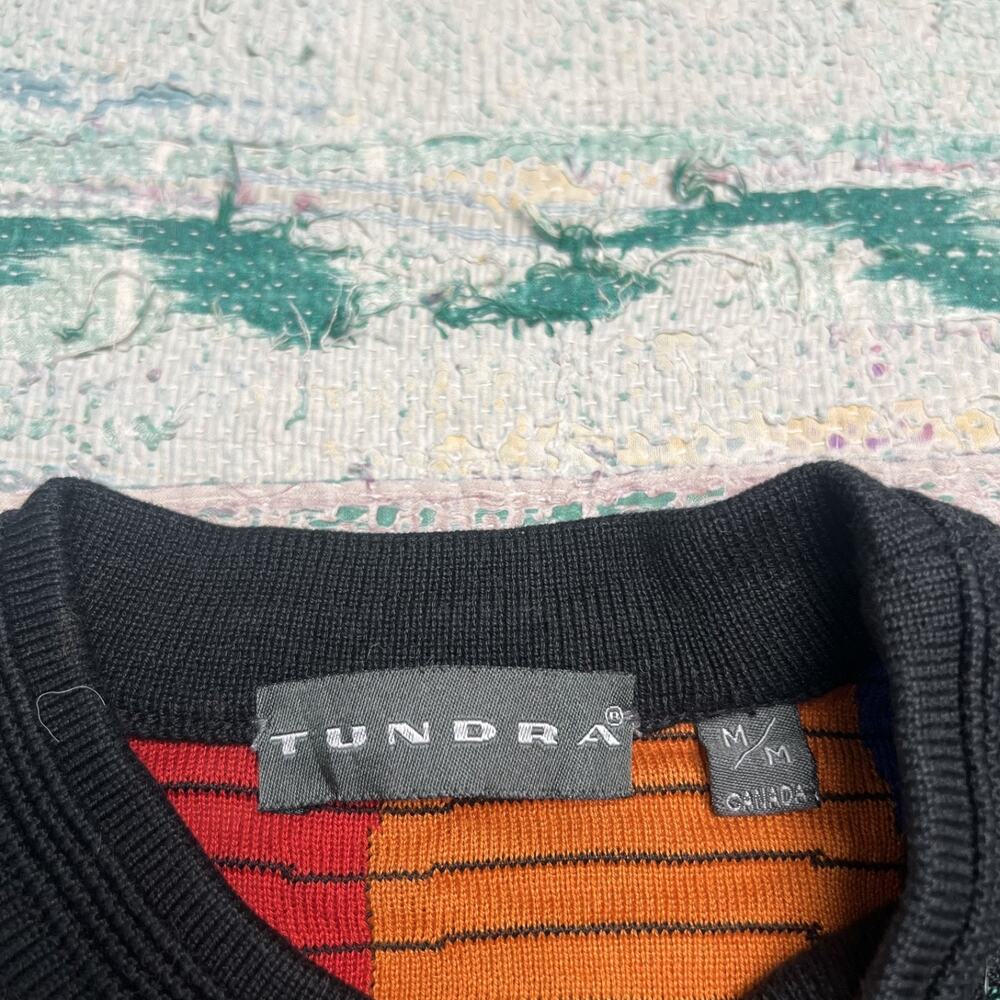 Tundra Canada 3-D Knit Vintage 90s Sweater Mens medium Colorful Coogi Style - Picture 5 of 11
